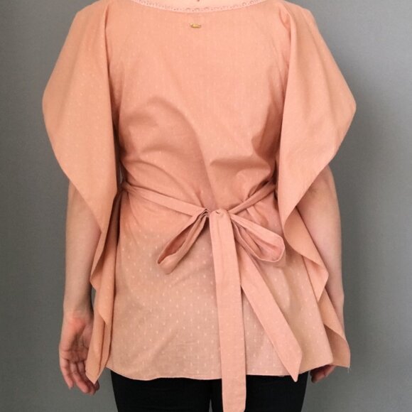 Carlos Miele Peach Blouse with Floral Embroidery - Picture 2 of 5